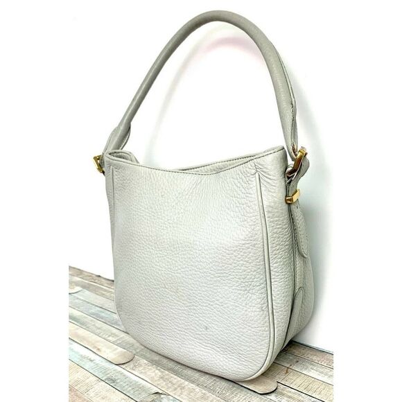 ROOMY J.CREW PEBBLED GRAY GENUINE LEATHER TOTE HOBO SHOULDER BAG PURSE HANDBAG - Picture 3 of 10